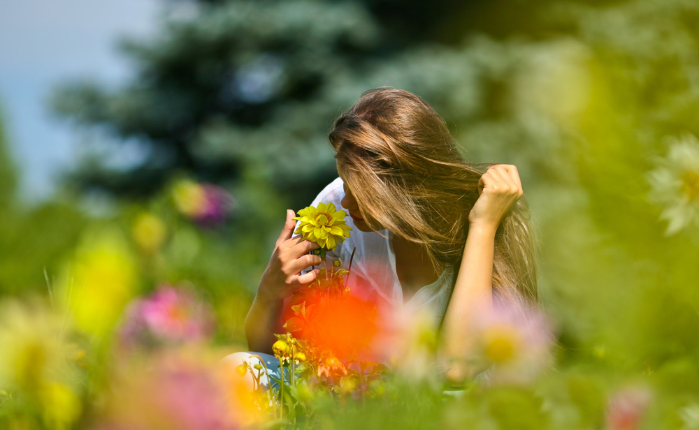 Girl in flower field